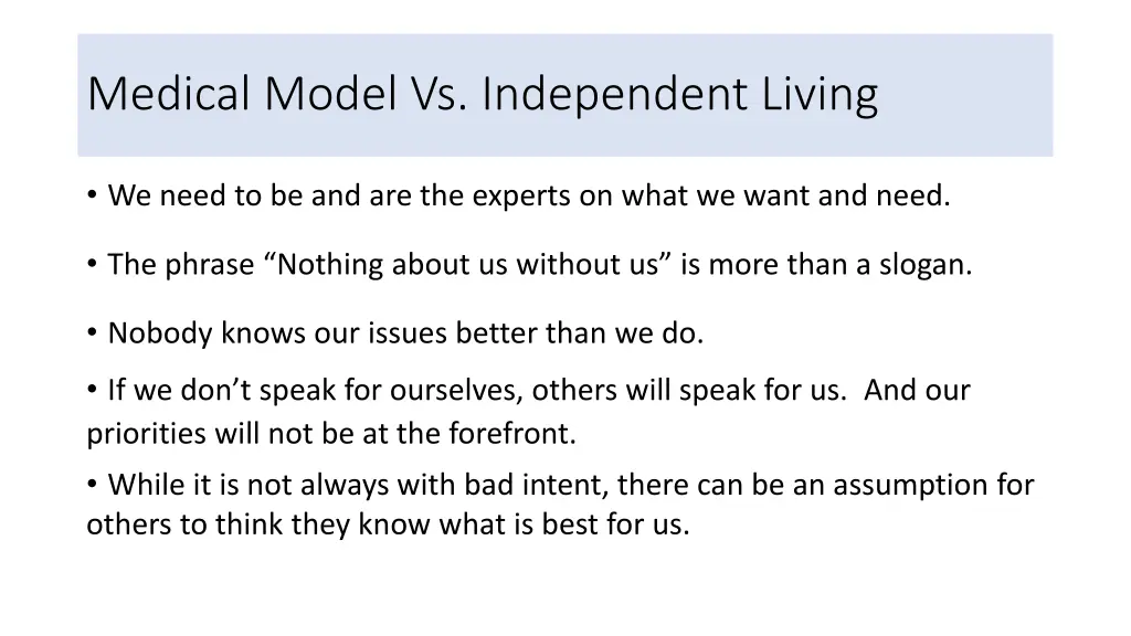 medical model vs independent living 2