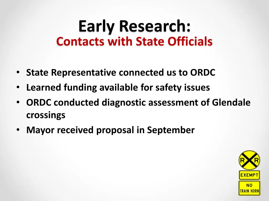 early research contacts with state officials