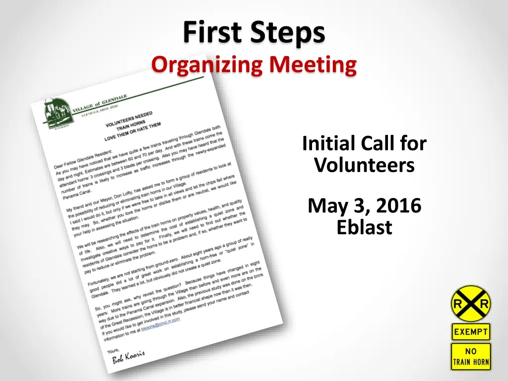 first steps organizing meeting