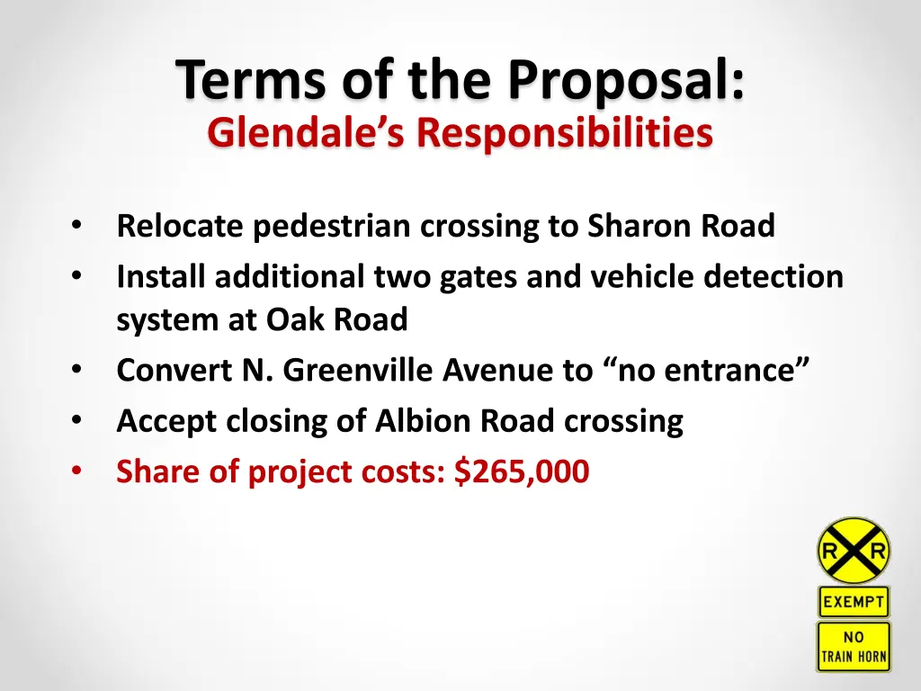 terms of the proposal glendale s responsibilities