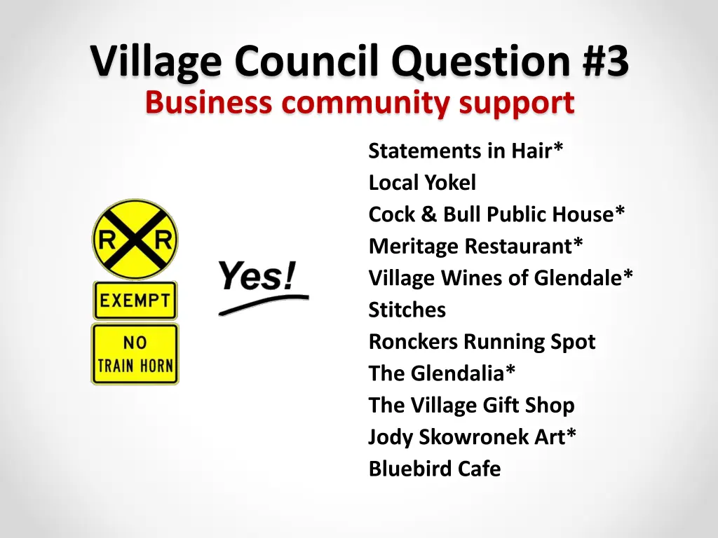 village council question 3 business community