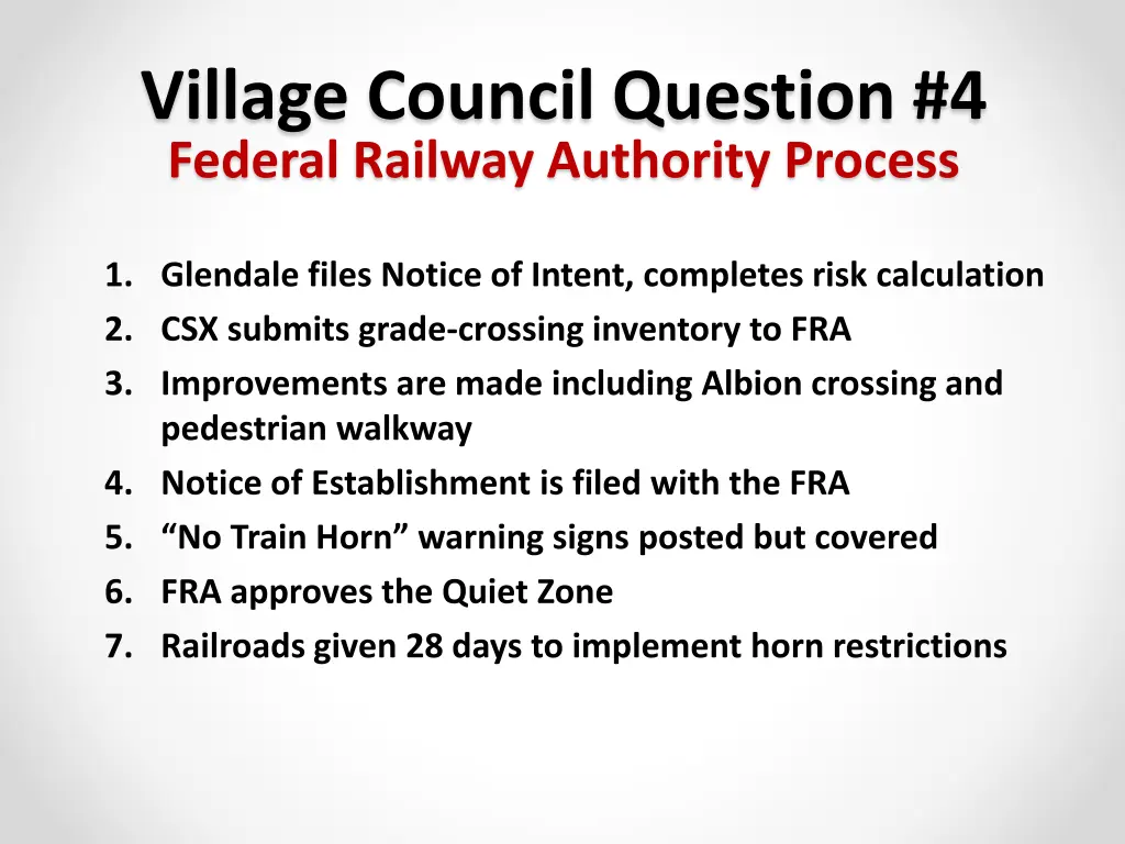 village council question 4 federal railway