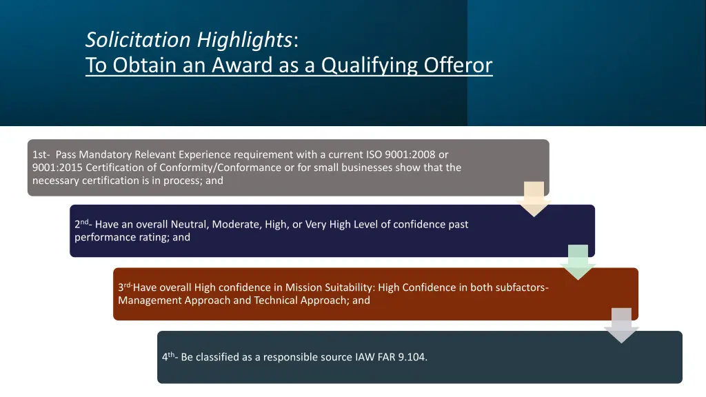 solicitation highlights to obtain an award