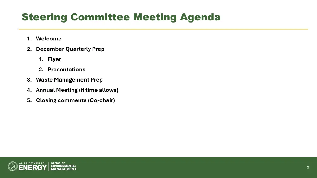 steering committee meeting agenda