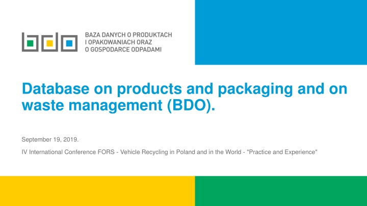 database on products and packaging and on waste