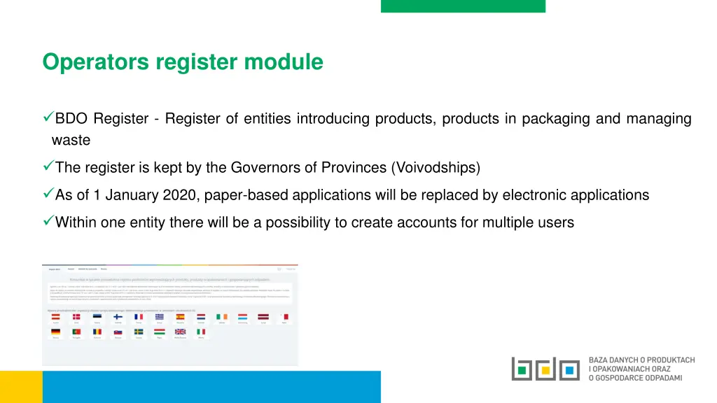 operators register module