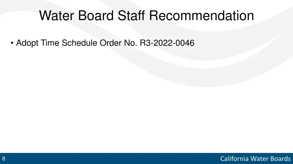 water board staff recommendation
