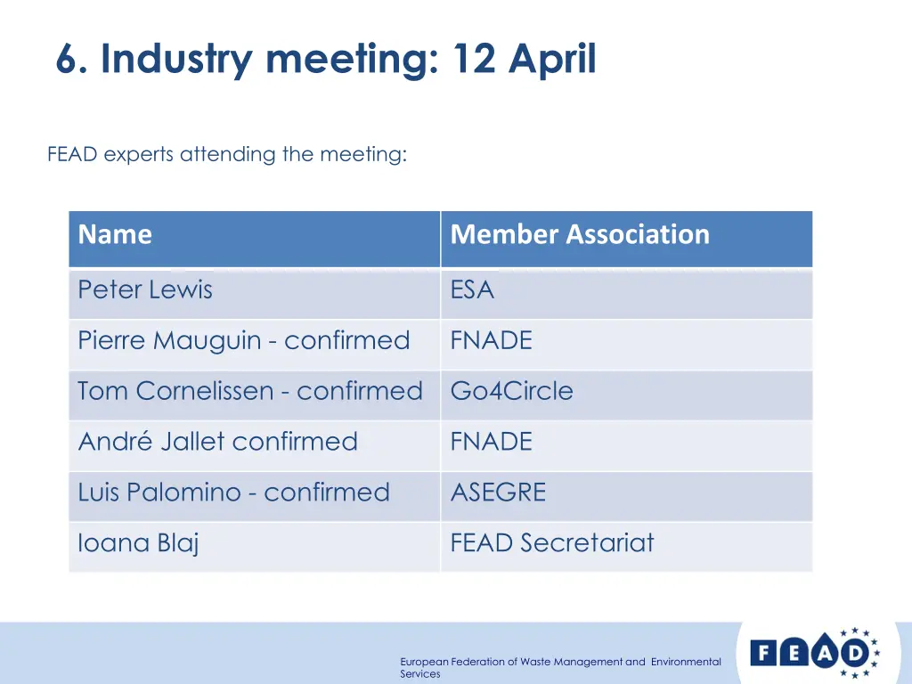 6 industry meeting 12 april 1