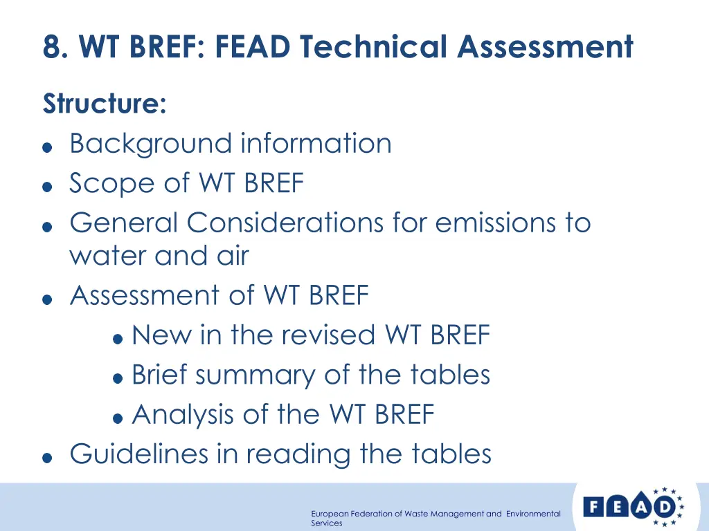 8 wt bref fead technical assessment 1