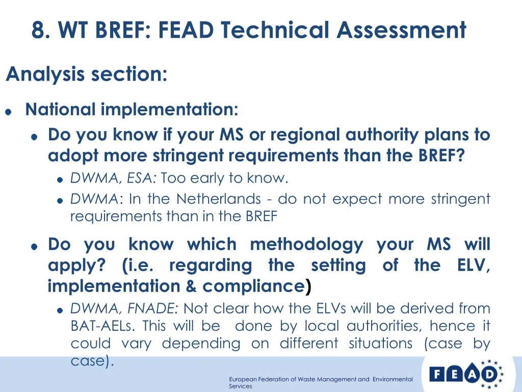 8 wt bref fead technical assessment 3