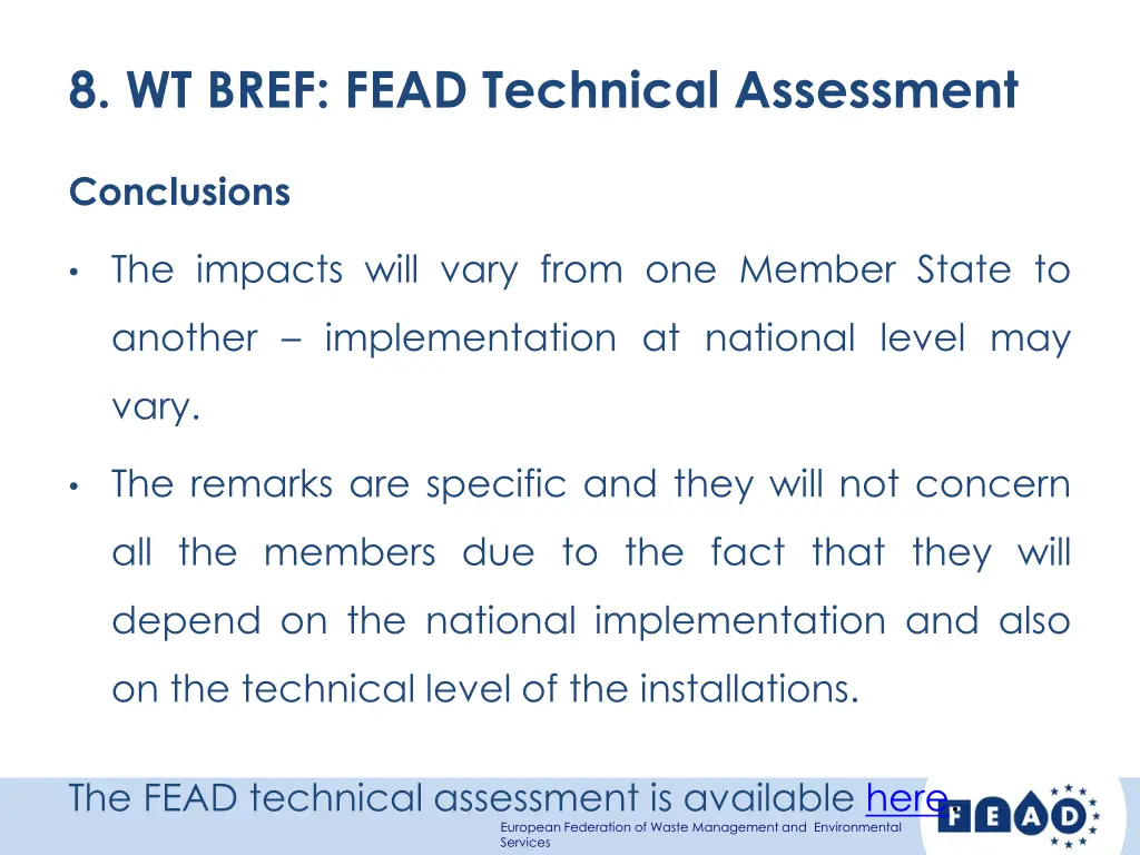 8 wt bref fead technical assessment 4