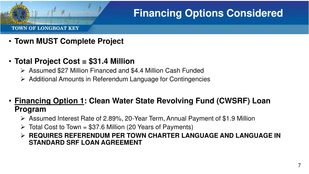 financing options considered
