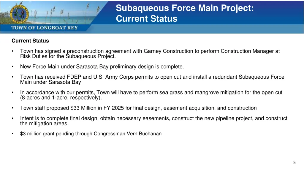 subaqueous force main project current status