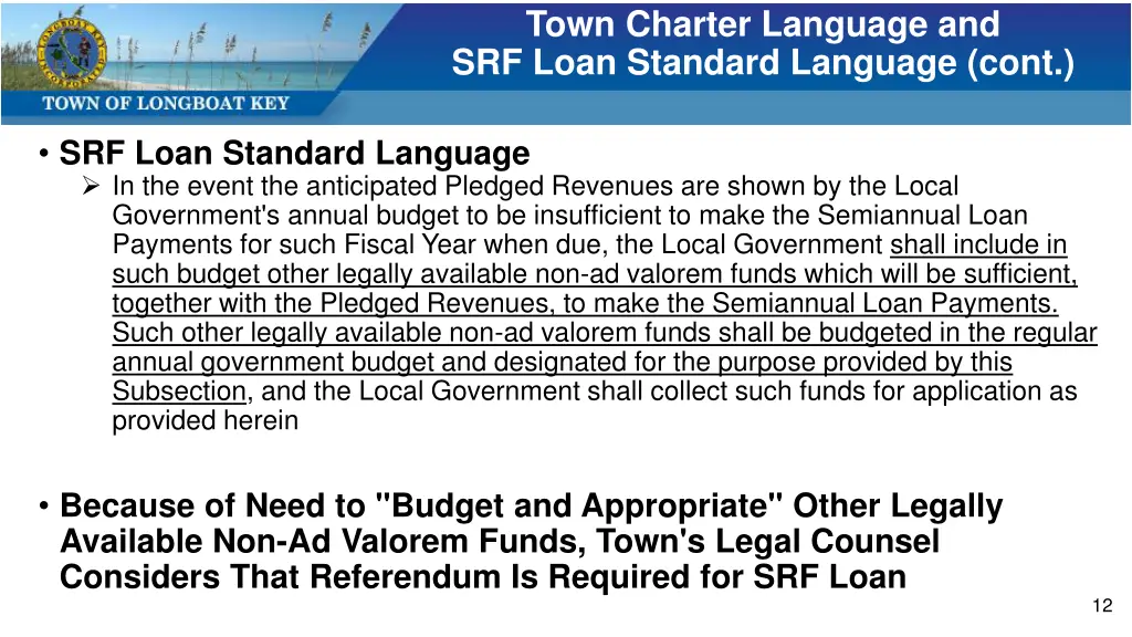 town charter language and srf loan standard 1