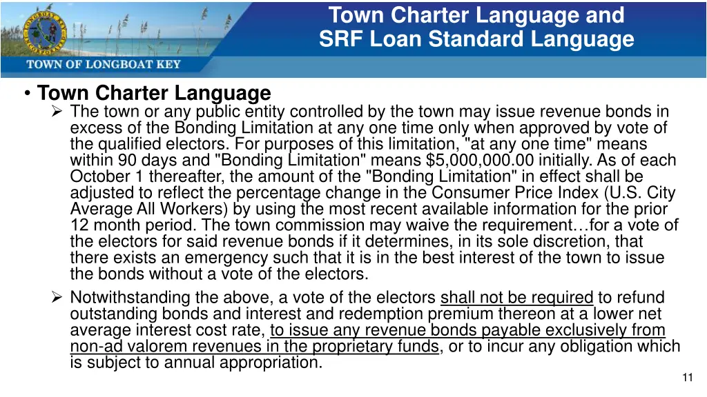 town charter language and srf loan standard