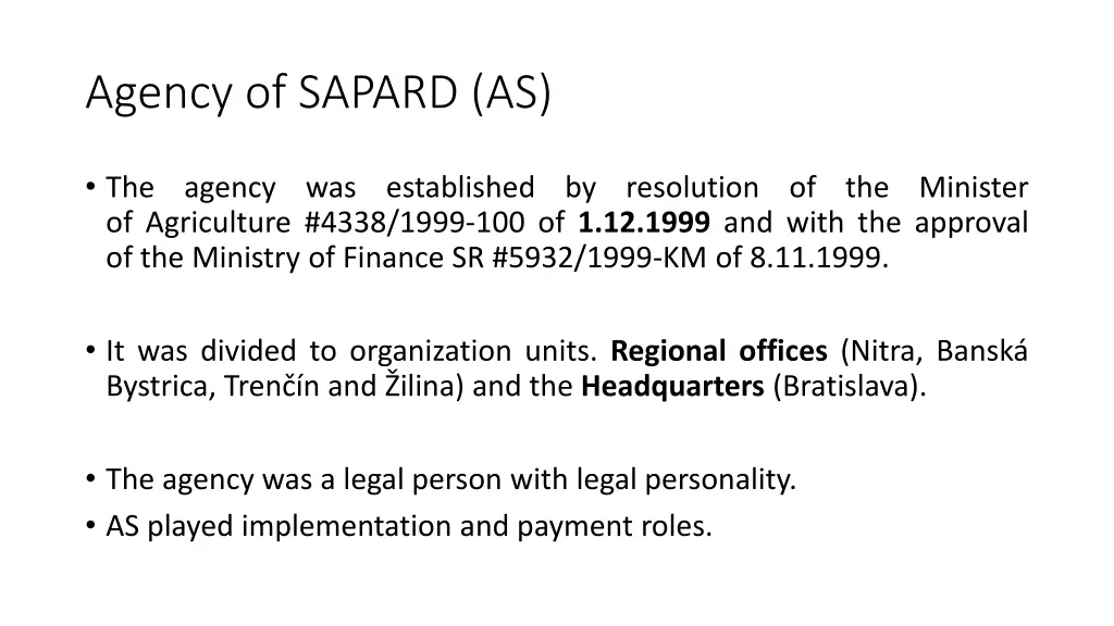 agency of sapard as