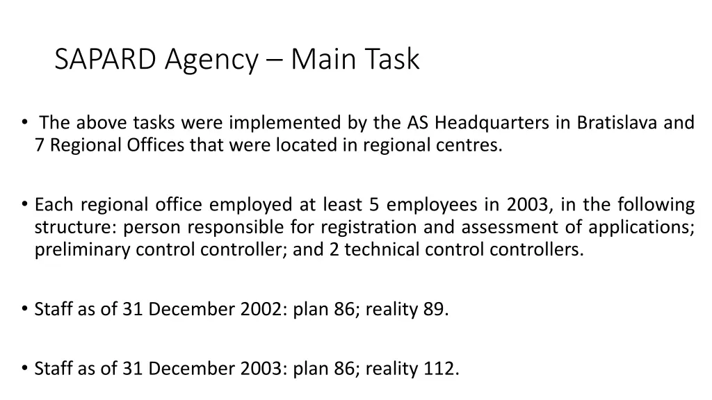 sapard agency main task 1