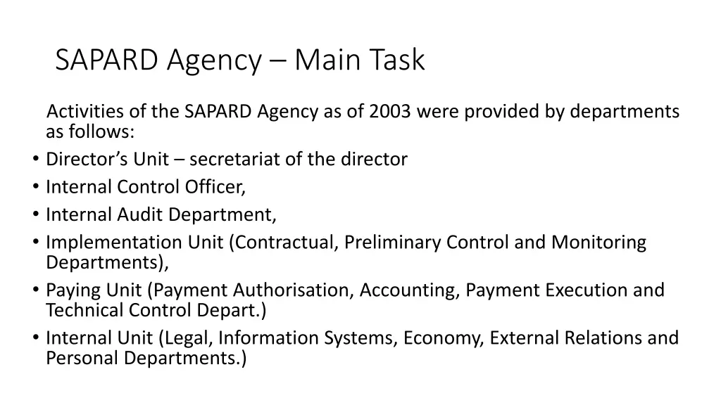 sapard agency main task