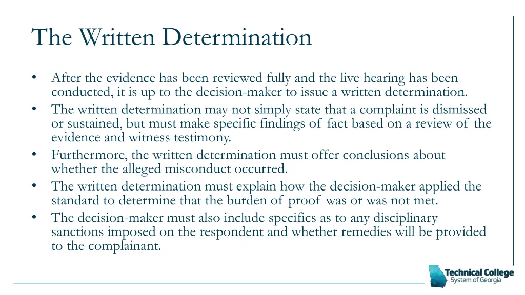 the written determination