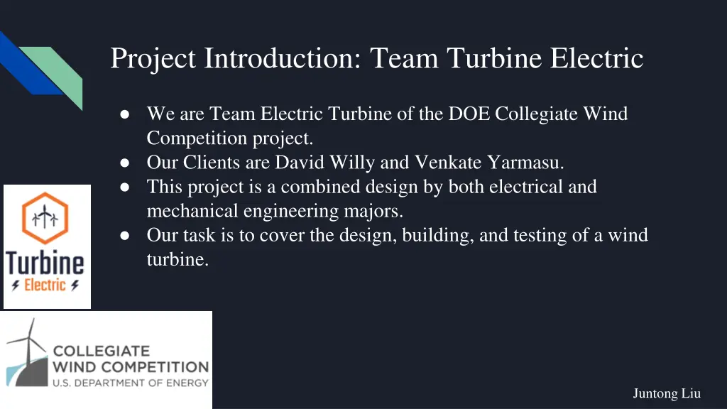 project introduction team turbine electric