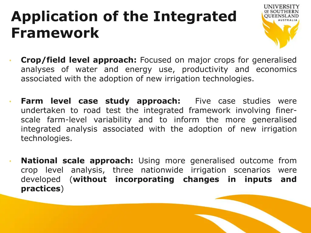 application of the integrated framework