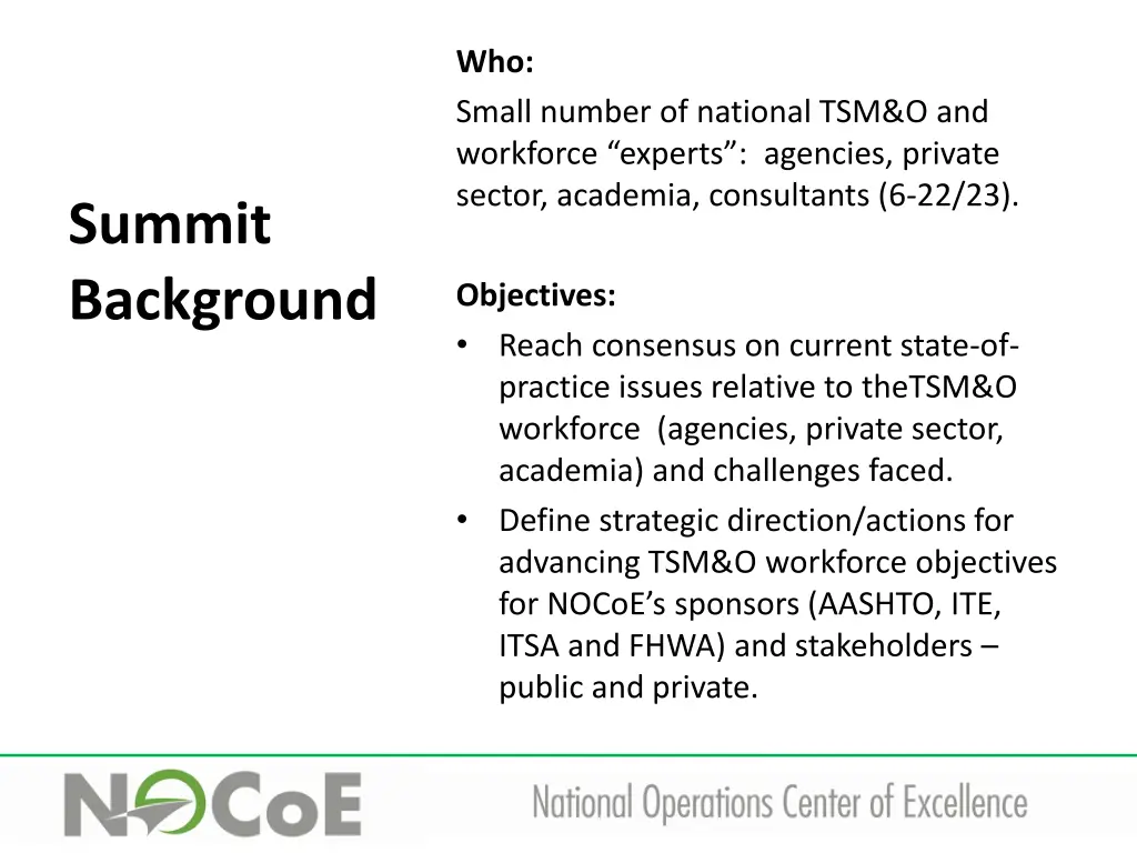 who small number of national tsm o and workforce