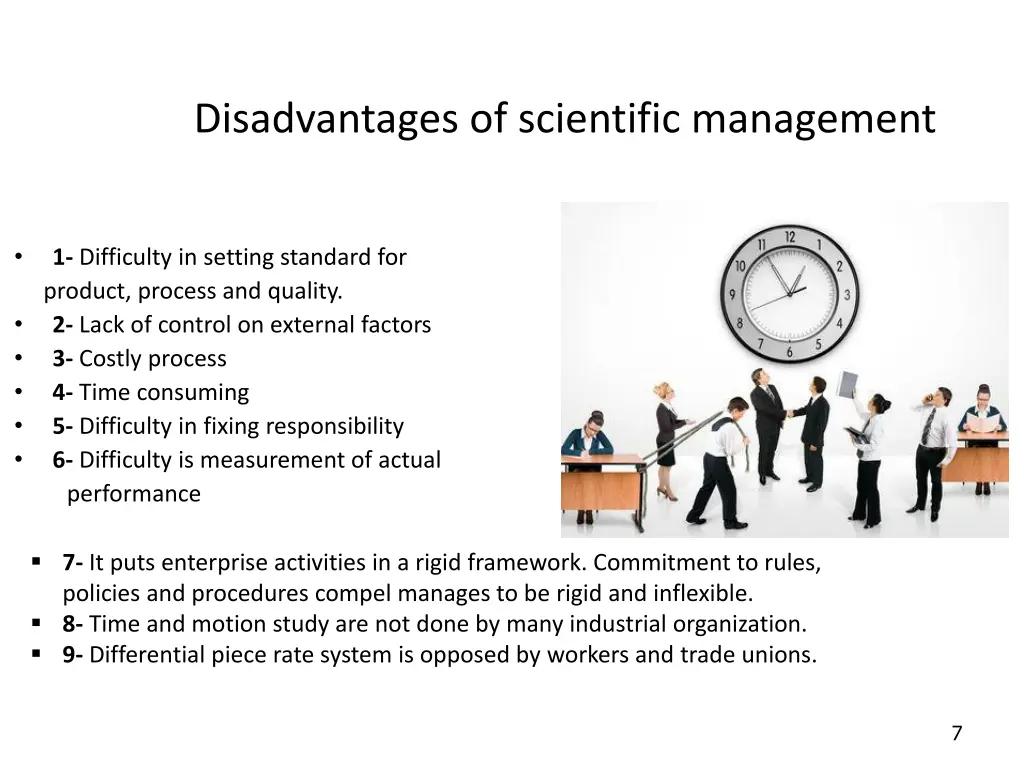 disadvantages of scientific management