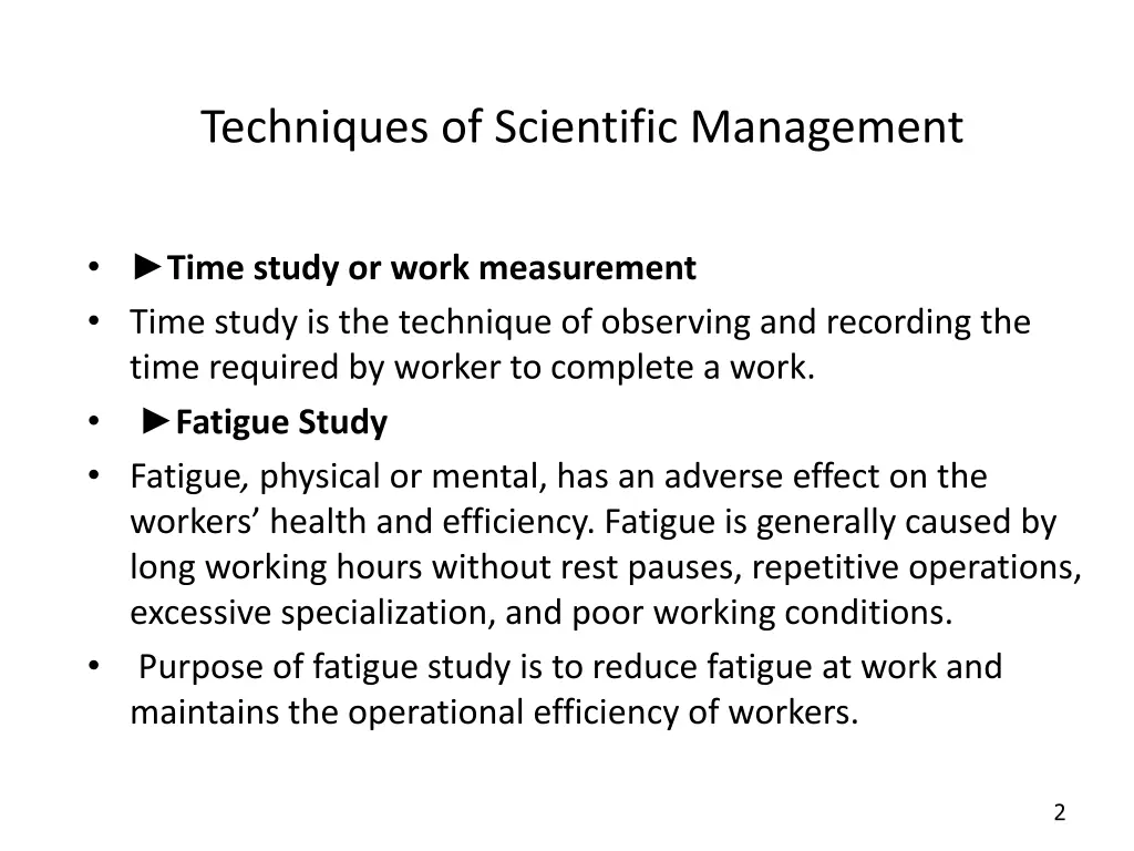 techniques of scientific management