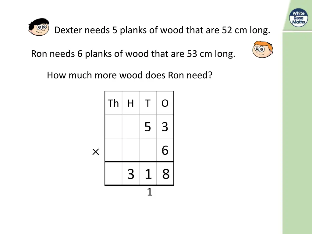 dexter needs 5 planks of wood that are 52 cm long 1