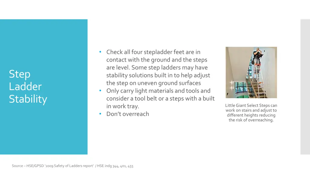 check all four stepladder feet are in contact
