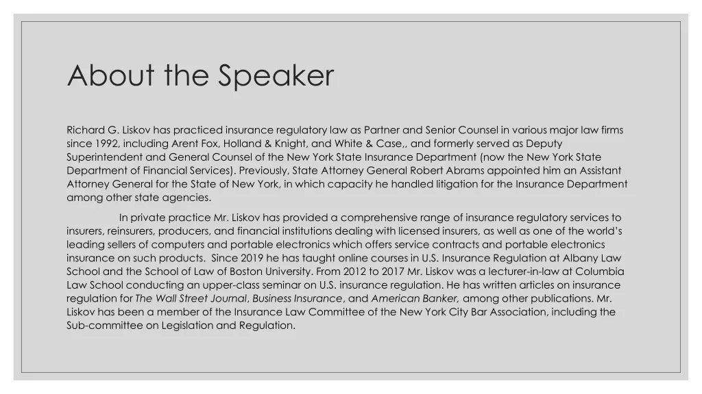 about the speaker