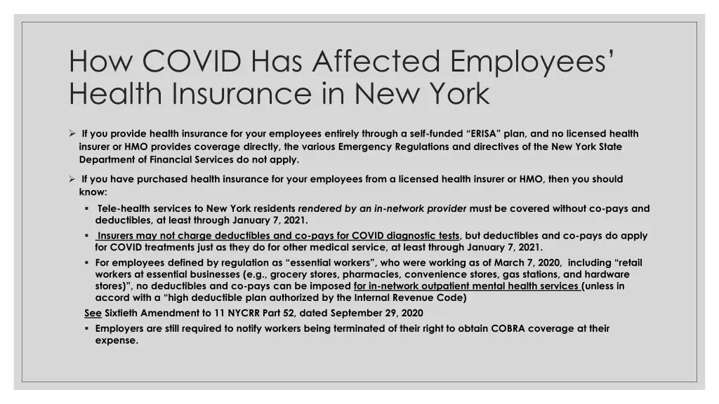 how covid has affected employees health insurance