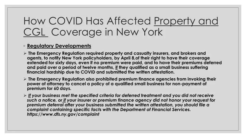 how covid has affected property and cgl coverage 1