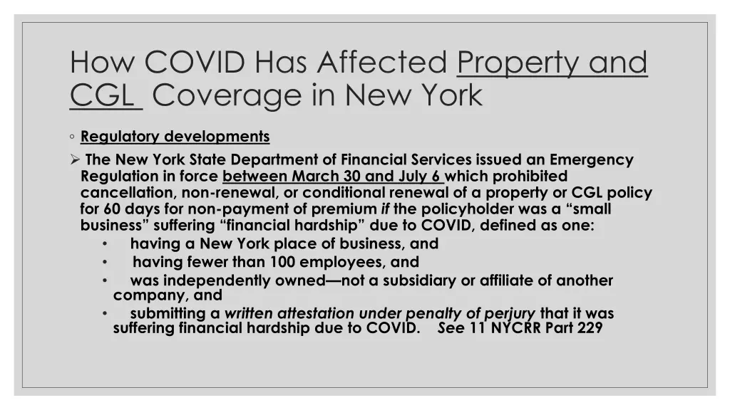 how covid has affected property and cgl coverage