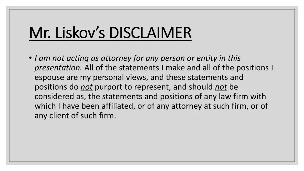 mr mr liskov s liskov s disclaimer disclaimer