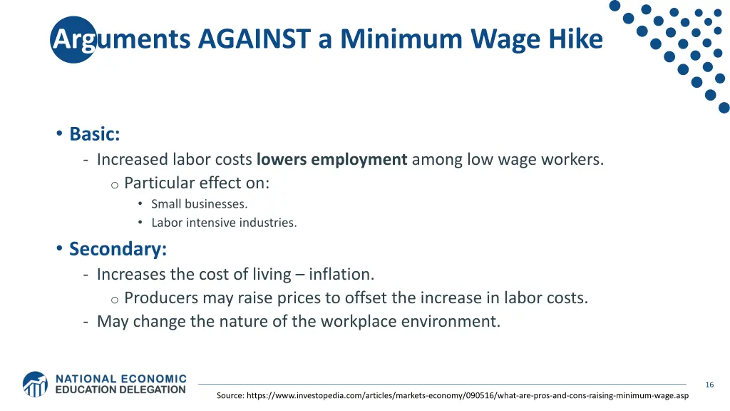 arguments against a minimum wage hike