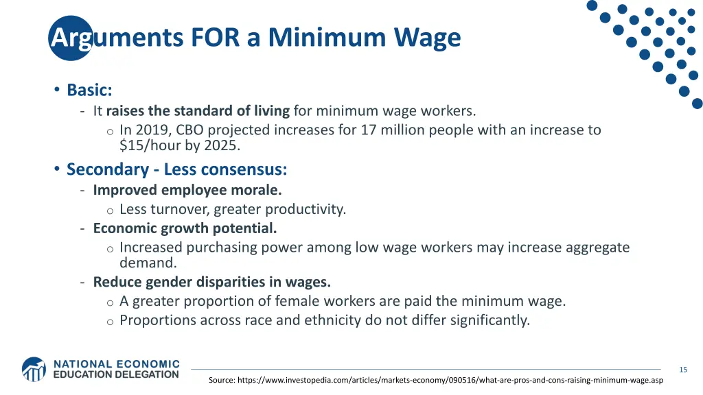 arguments for a minimum wage
