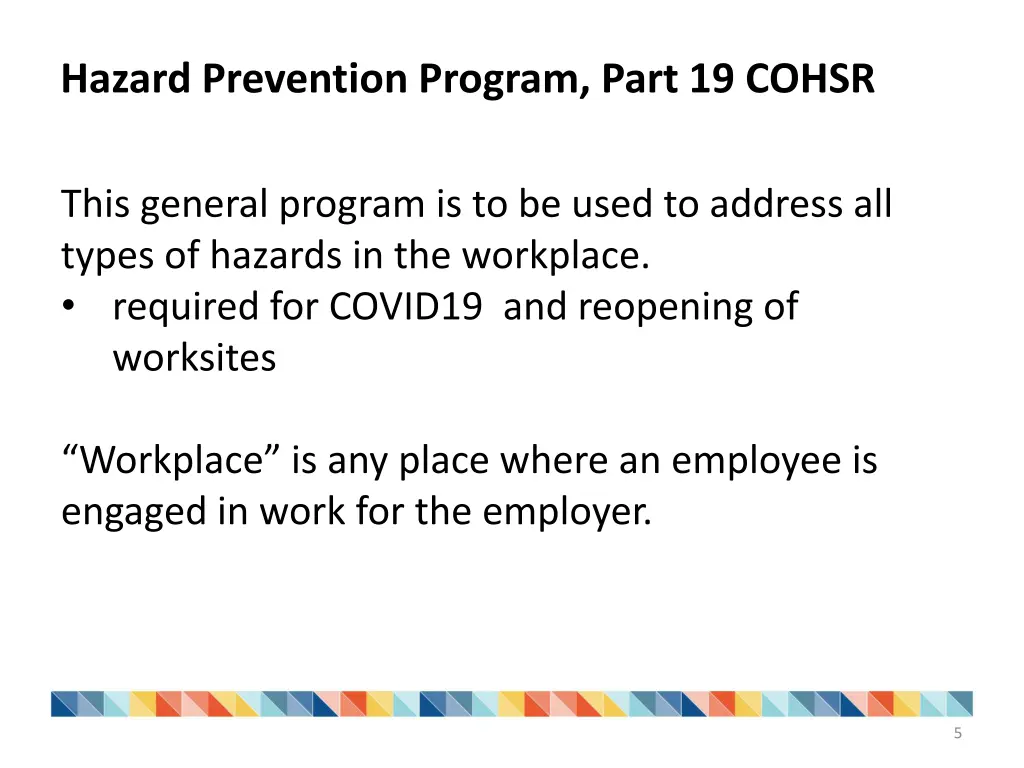 hazard prevention program part 19 cohsr
