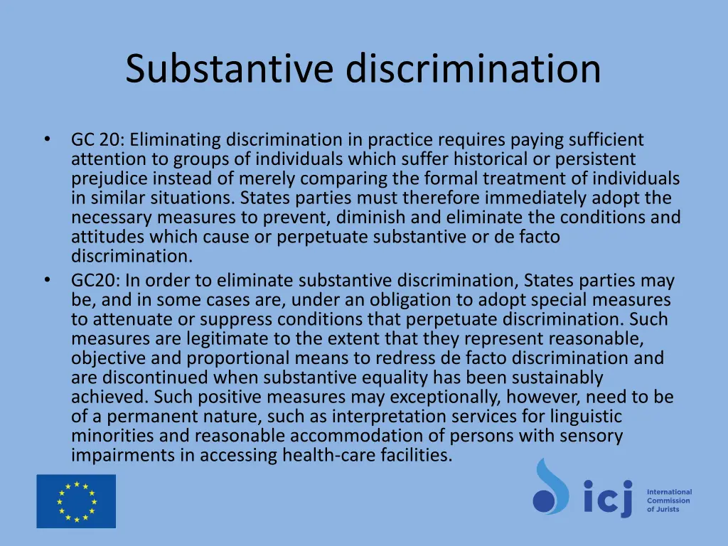 substantive discrimination