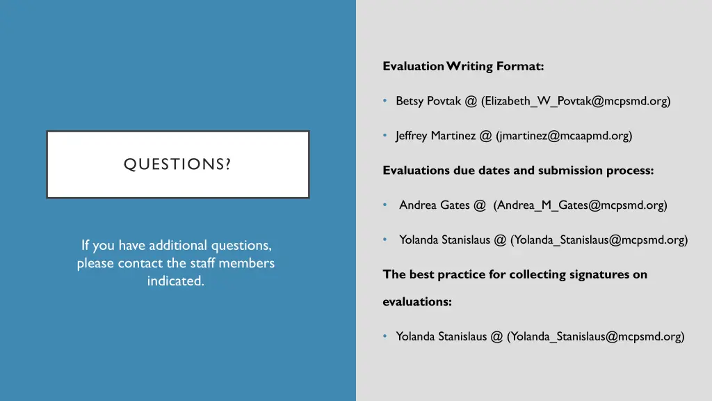 evaluation writing format