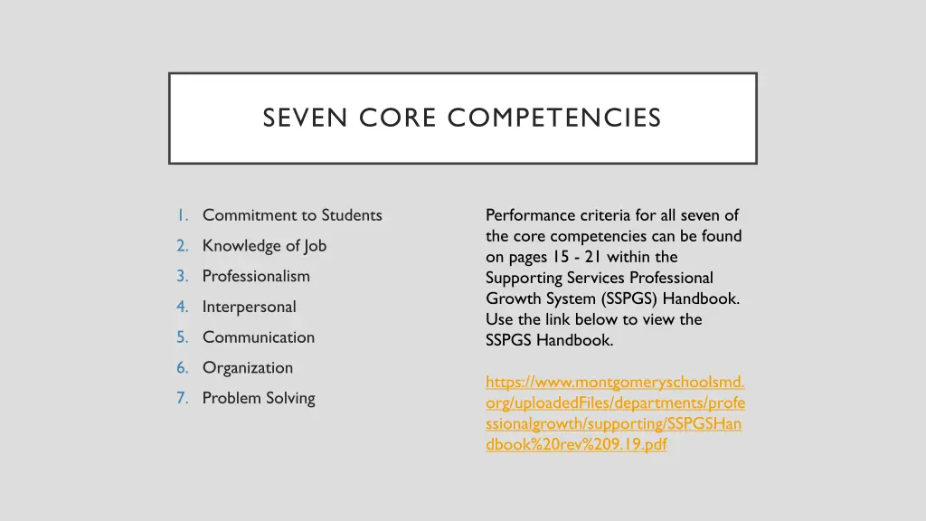seven core competencies