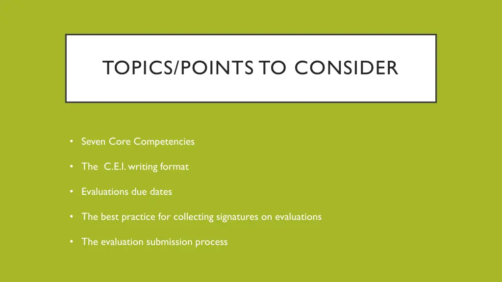topics points to consider