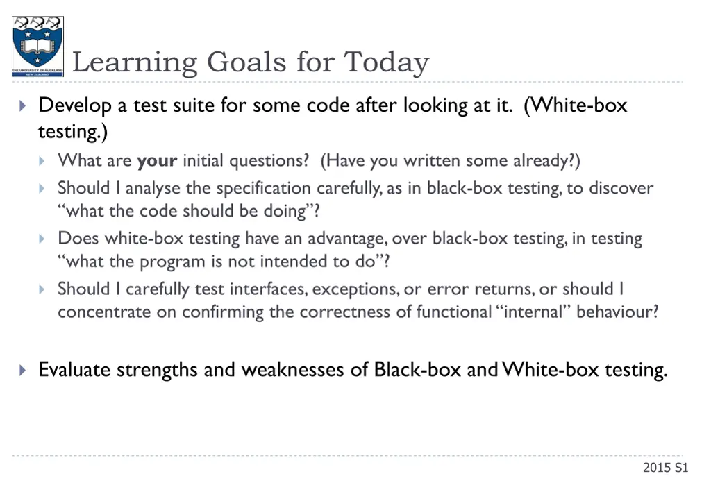 learning goals for today