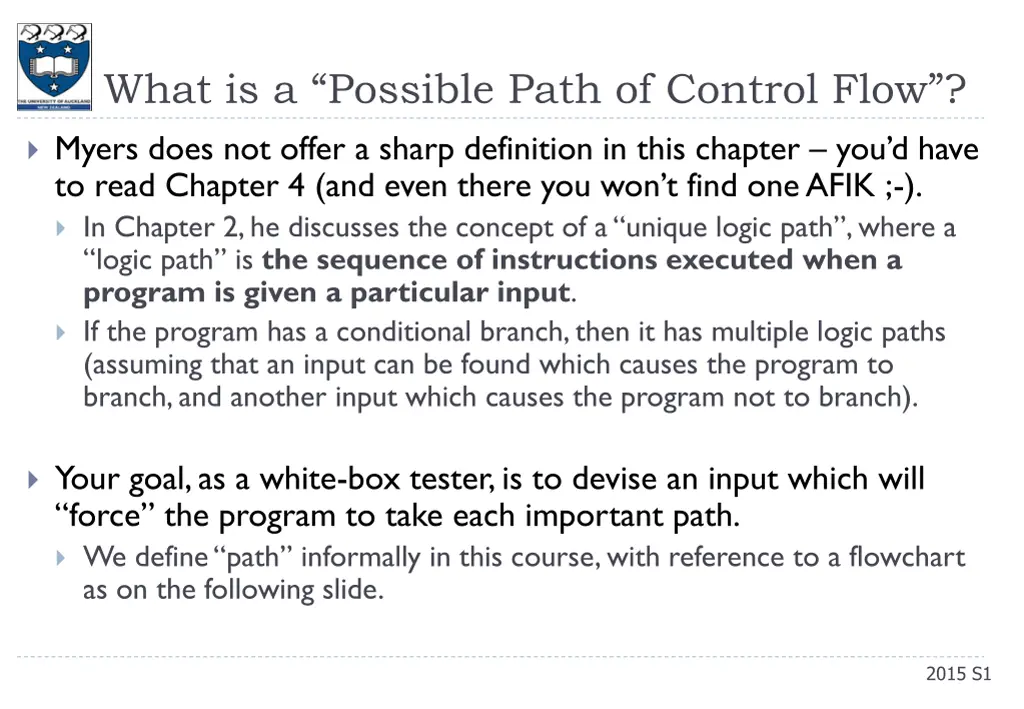 what is a possible path of control flow