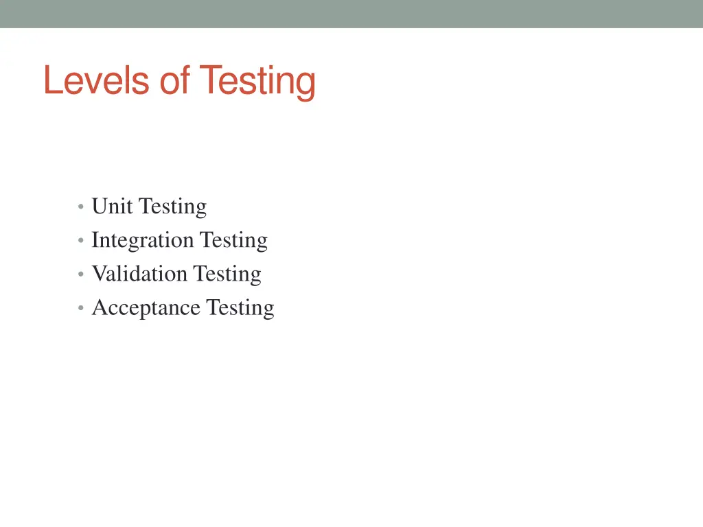 levels of testing
