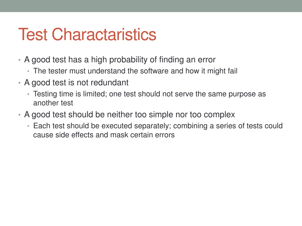 test charactaristics