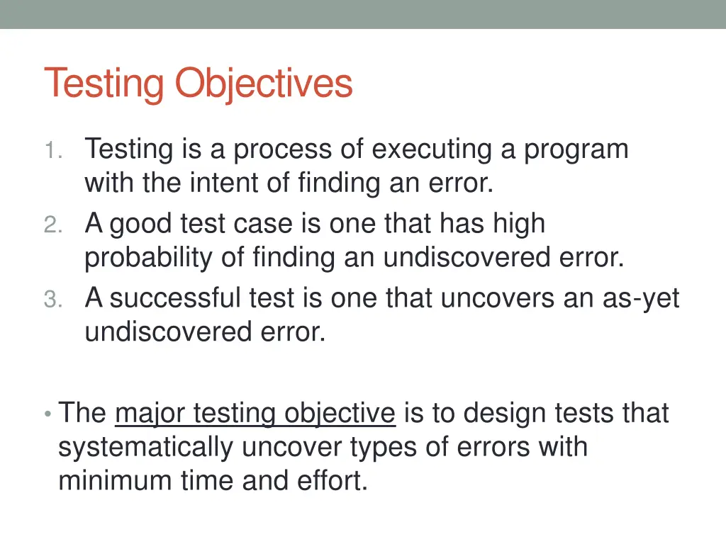 testing objectives