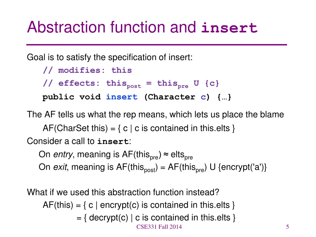 abstraction function and insert