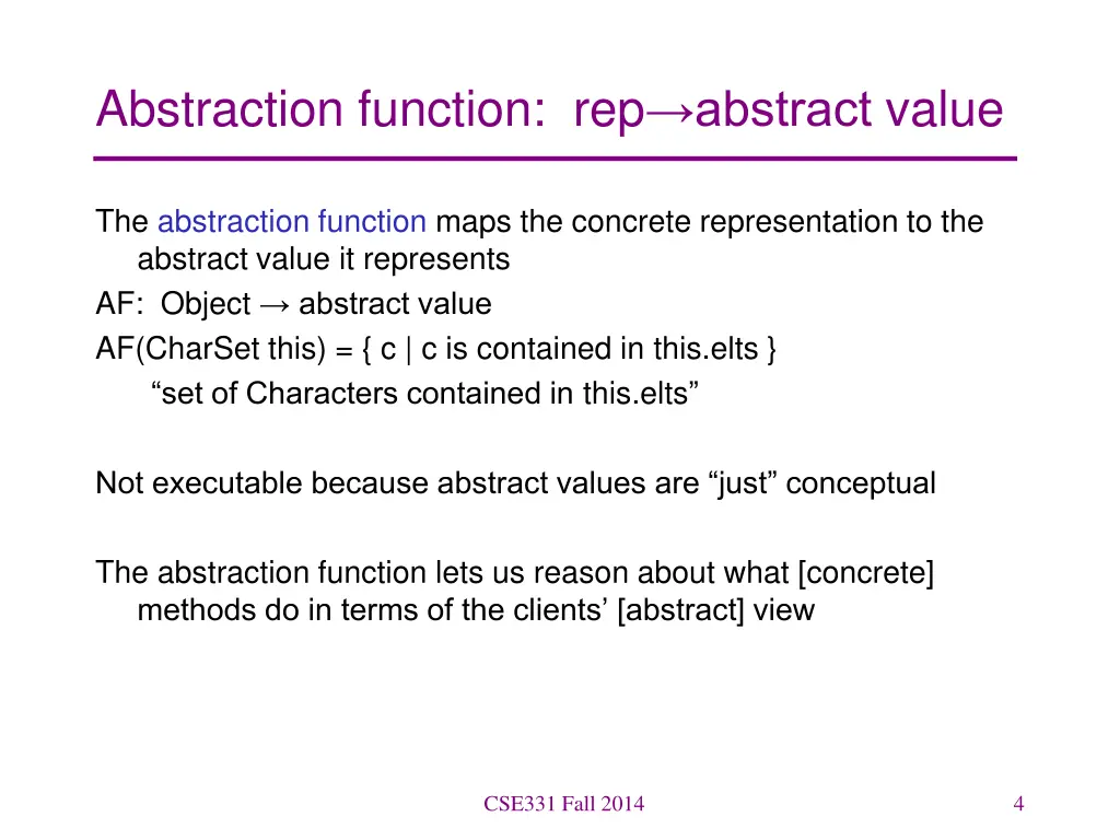 abstraction function rep abstract value