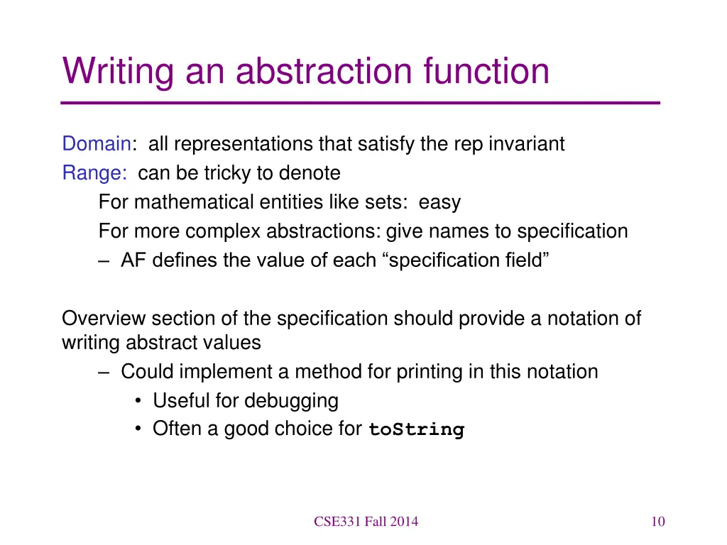 writing an abstraction function